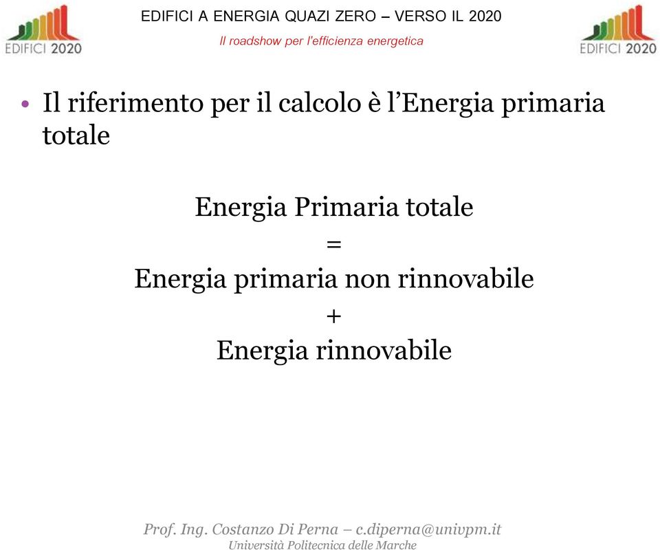 calcolo è l Energia primaria totale Energia Primaria