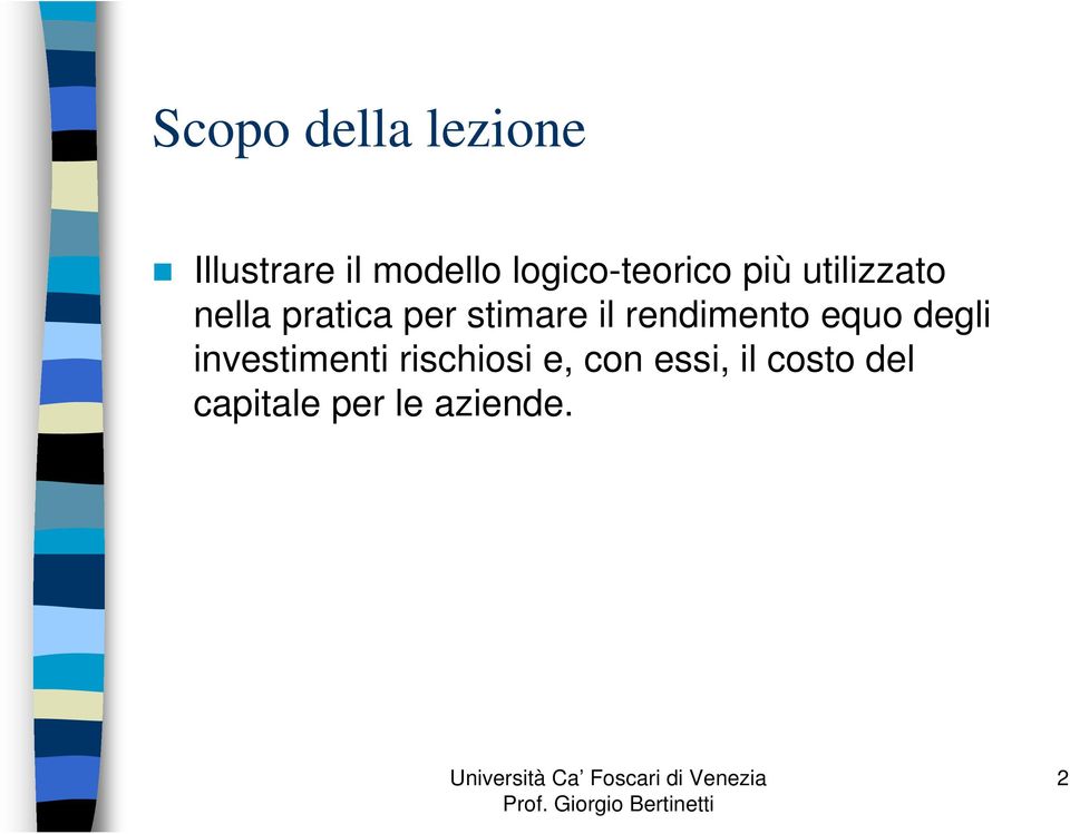 stimare il rendimento equo degli investimenti