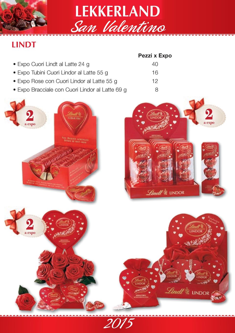 Expo Rose con Cuori Lindor al Latte 55 g 12 Expo