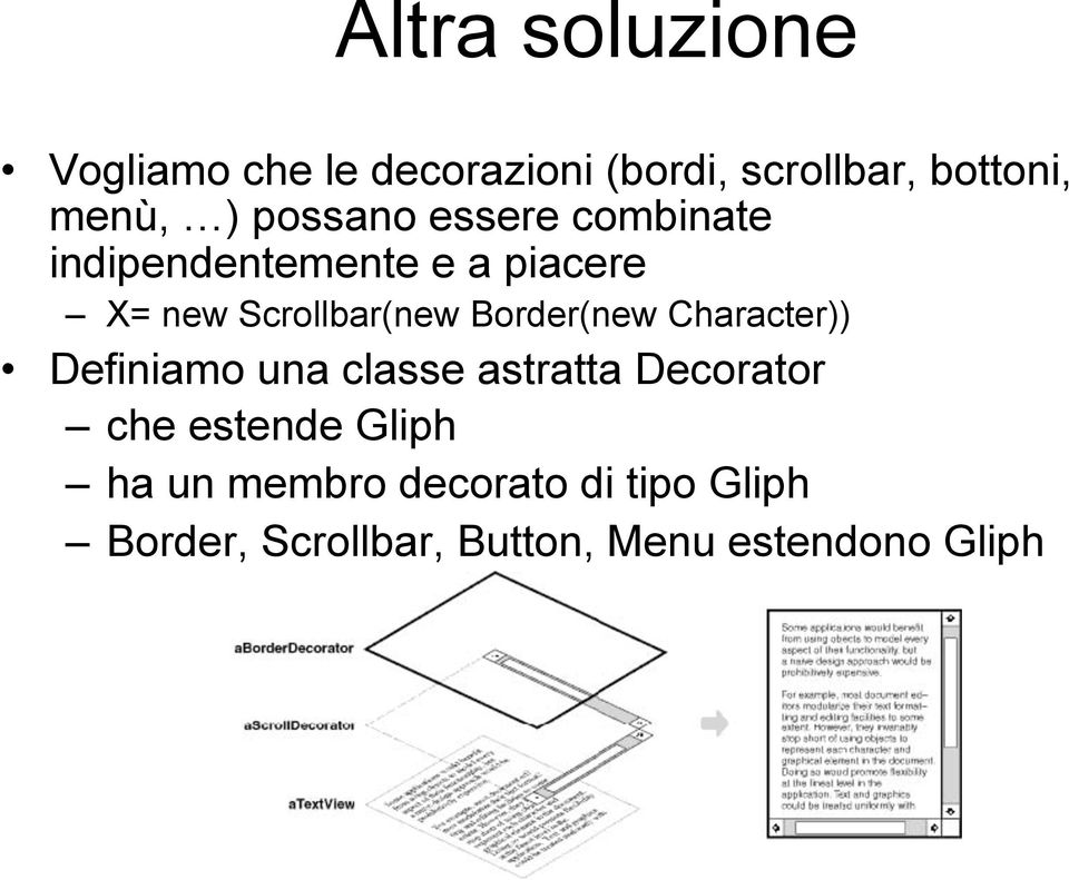 Border(new Character)) Definiamo una classe astratta Decorator che estende