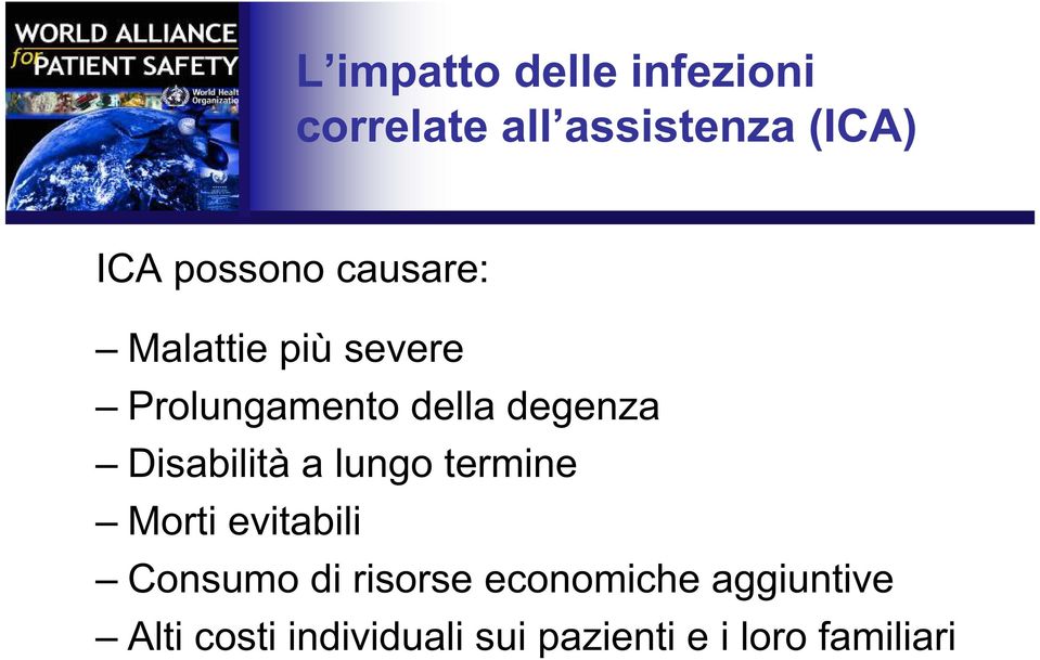 Disabilità a lungo termine Morti evitabili Consumo di risorse