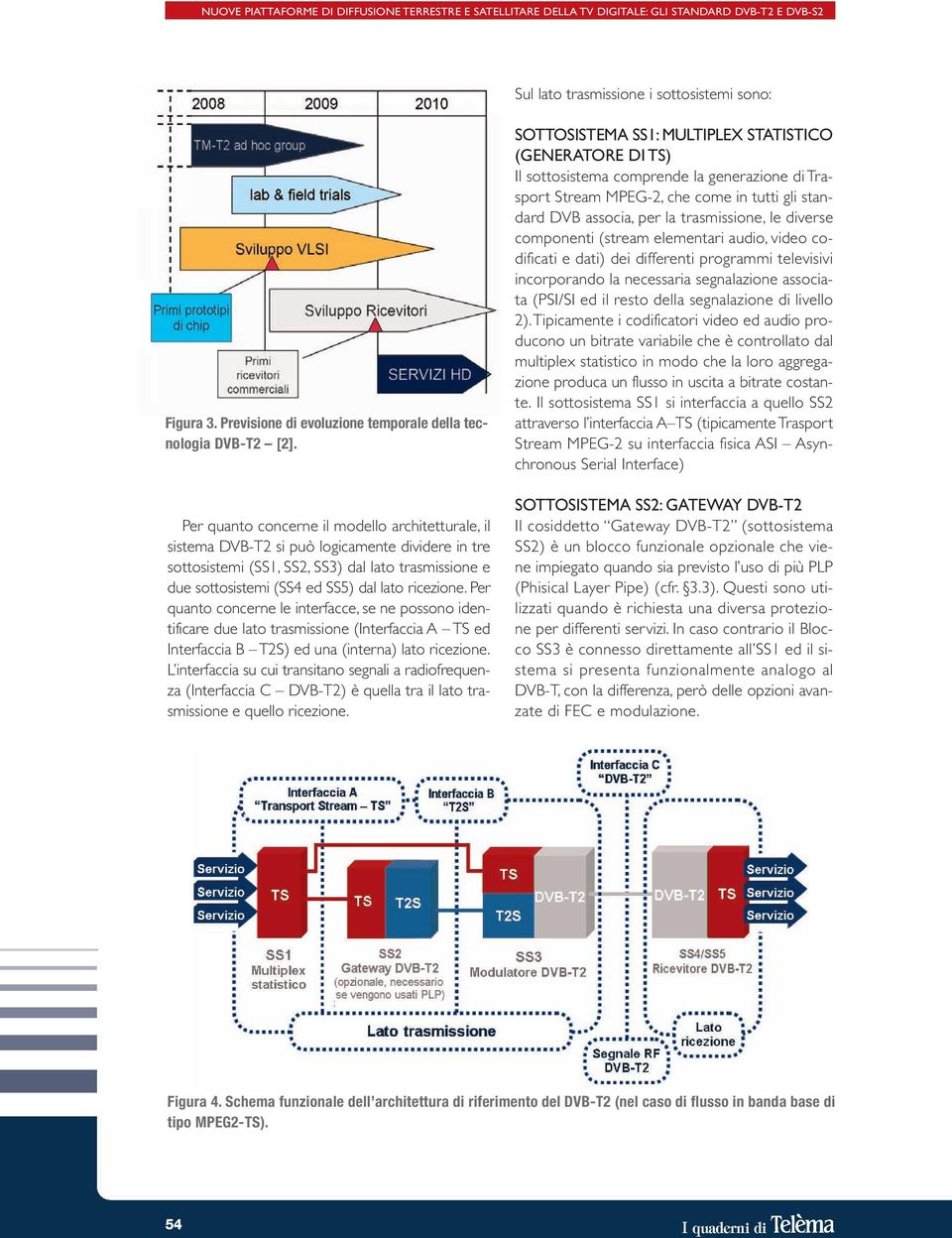 Per quanto concerne il modello architetturale, il sistema DVB-T2 si può logicamente dividere in tre sottosistemi (SS1, SS2, SS3) dal lato trasmissione e due sottosistemi (SS4 ed SS5) dal lato