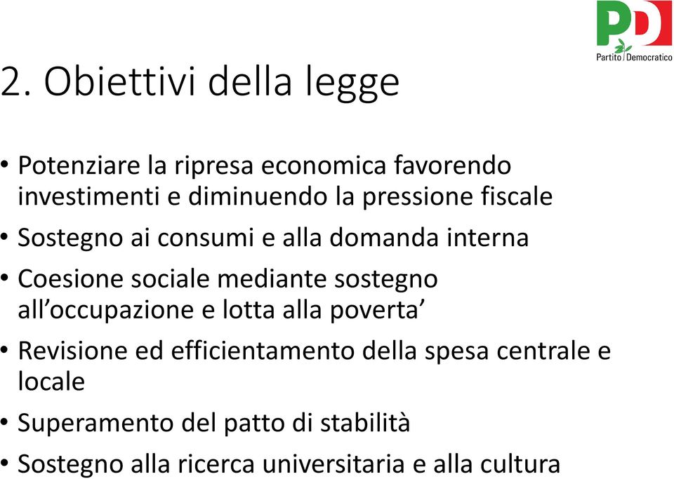 sostegno all occupazione e lotta alla poverta Revisione ed efficientamento della spesa