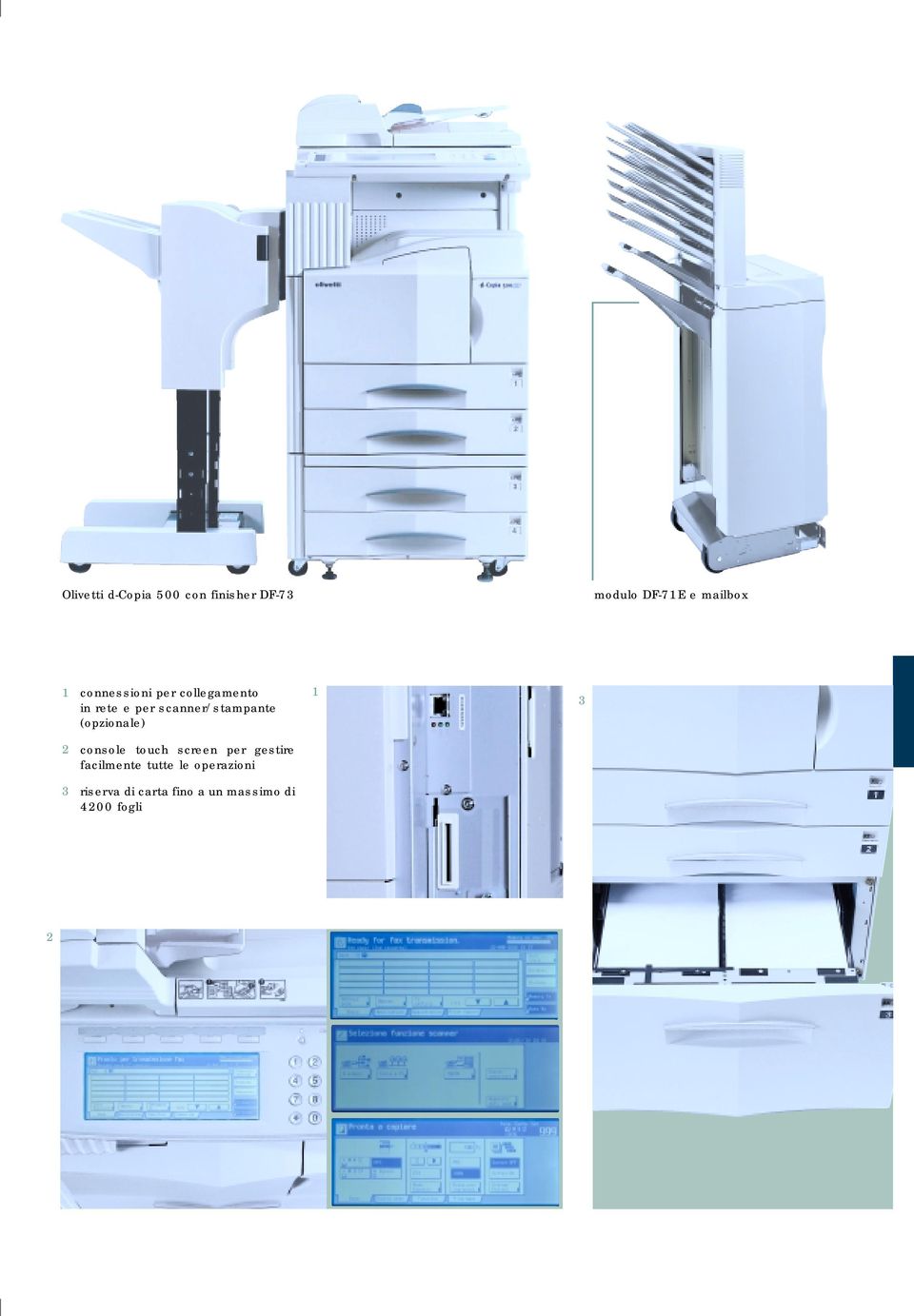 scanner/stampante (opzionale) console touch screen per gestire