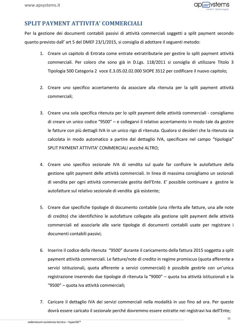 118/2011 si consiglia di utilizzare Titolo 3 Tipologia 500 Categoria 2 voce E.3.05.02.02.000 SIOPE 3512 per codificare il nuovo capitolo; 2.