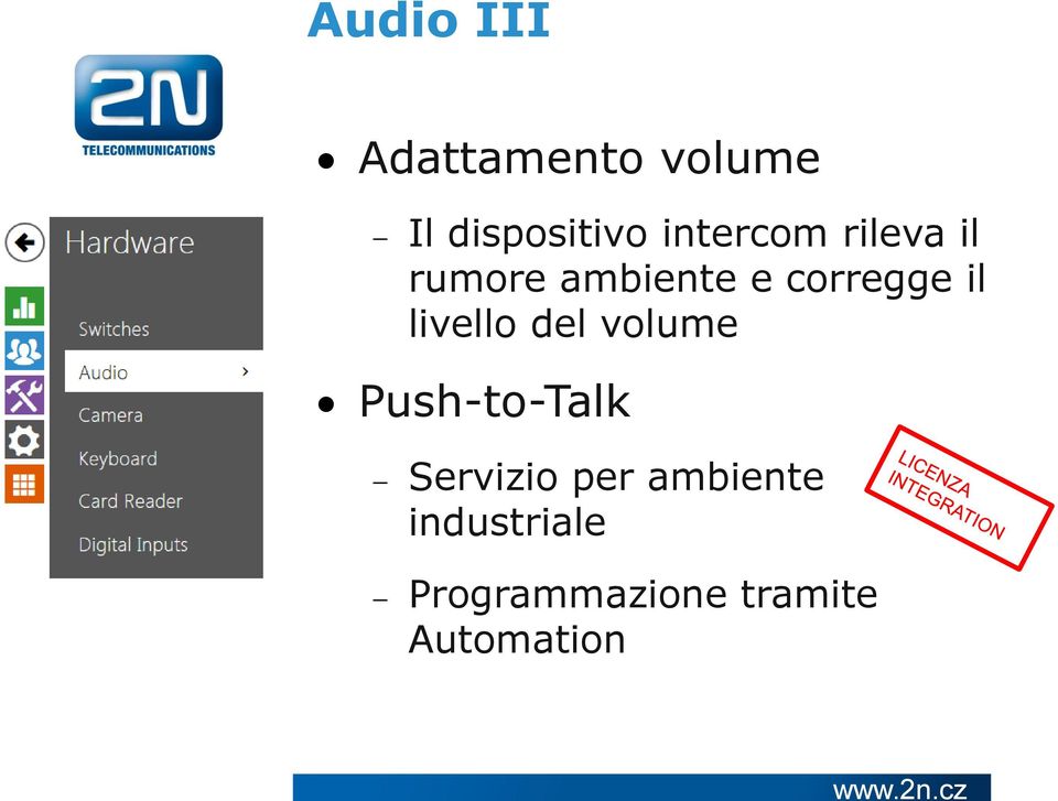 il livello del volume Push-to-Talk Servizio per