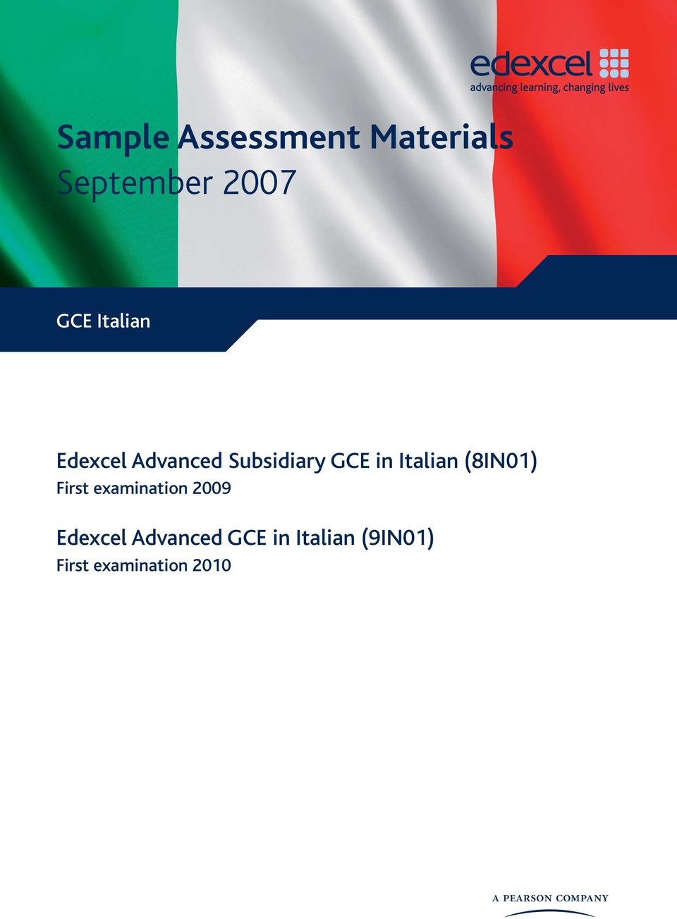 Italian (8IN01) First examination 2009 Edexcel