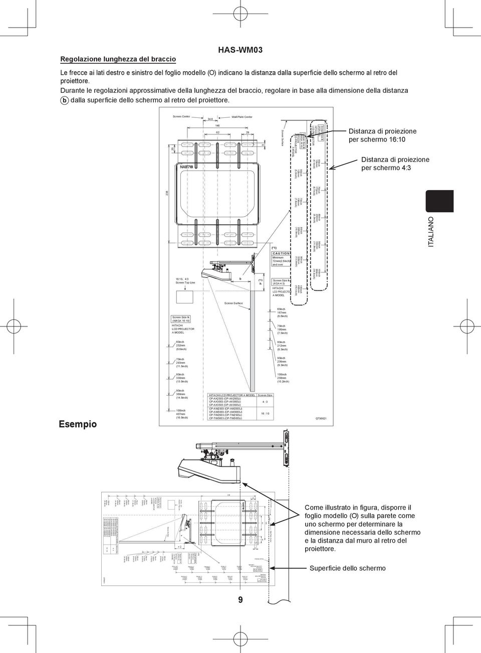 6 Wall Plate Center 0 46 6 9 Screen Surface Screen Size b (WXGA 6:0) 8mm (5.0inch) Screen Size b (XGA 4:3) 04mm (4.