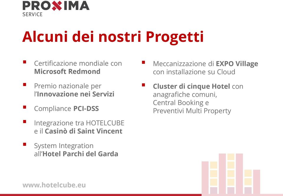 Vincent Meccanizzazione di EXPO Village con installazione su Cloud Cluster di cinque Hotel con