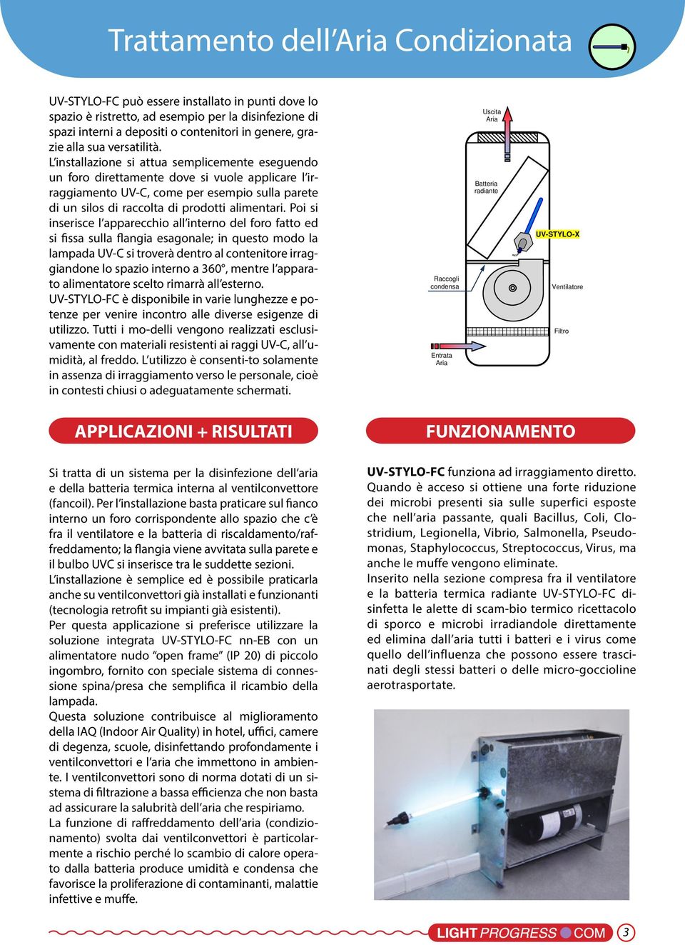 Poi si inserisce l apparecchio all interno del foro fatto ed si fissa sulla flangia esagonale; in questo modo la lampada UV-C si troverà dentro al contenitore irraggiandone lo spazio interno a 360,