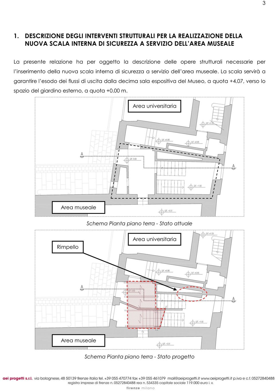 La scala servirà a garantire l esodo dei flussi di uscita dalla decima sala espositiva del Museo, a quota +4.