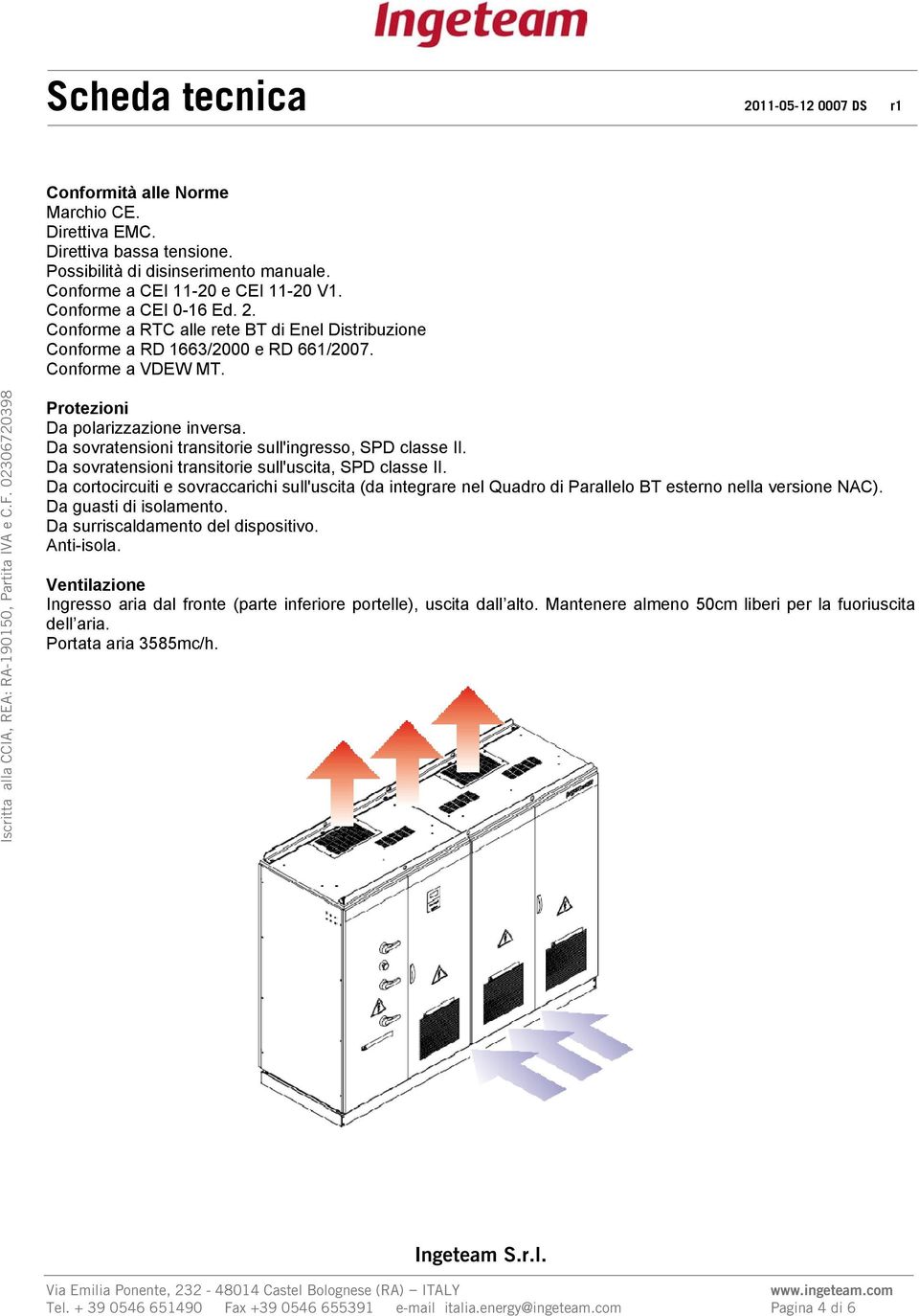 Da sovratensioni transitorie sull'ingresso, SPD classe II. Da sovratensioni transitorie sull'uscita, SPD classe II.