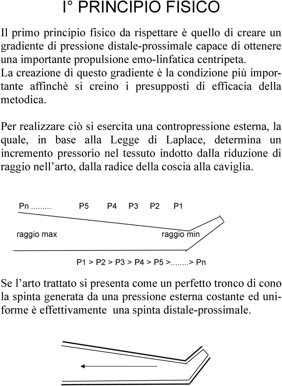 Per realizzare ciò si esercita una contropressione esterna, la quale, in base alla Legge di Laplace, determina un incremento pressorio nel tessuto indotto dalla riduzione di raggio nell arto, dalla