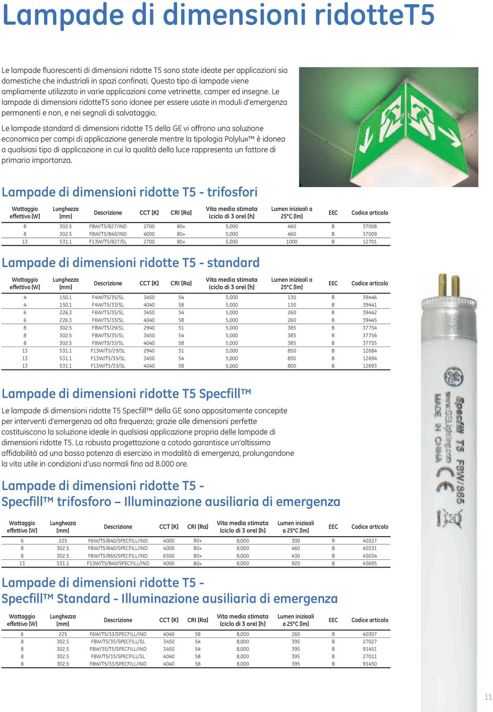 Le lampade di dimensioni ridottet5 sono idonee per essere usate in moduli d emergenza permanenti e non, e nei segnali di salvataggio.