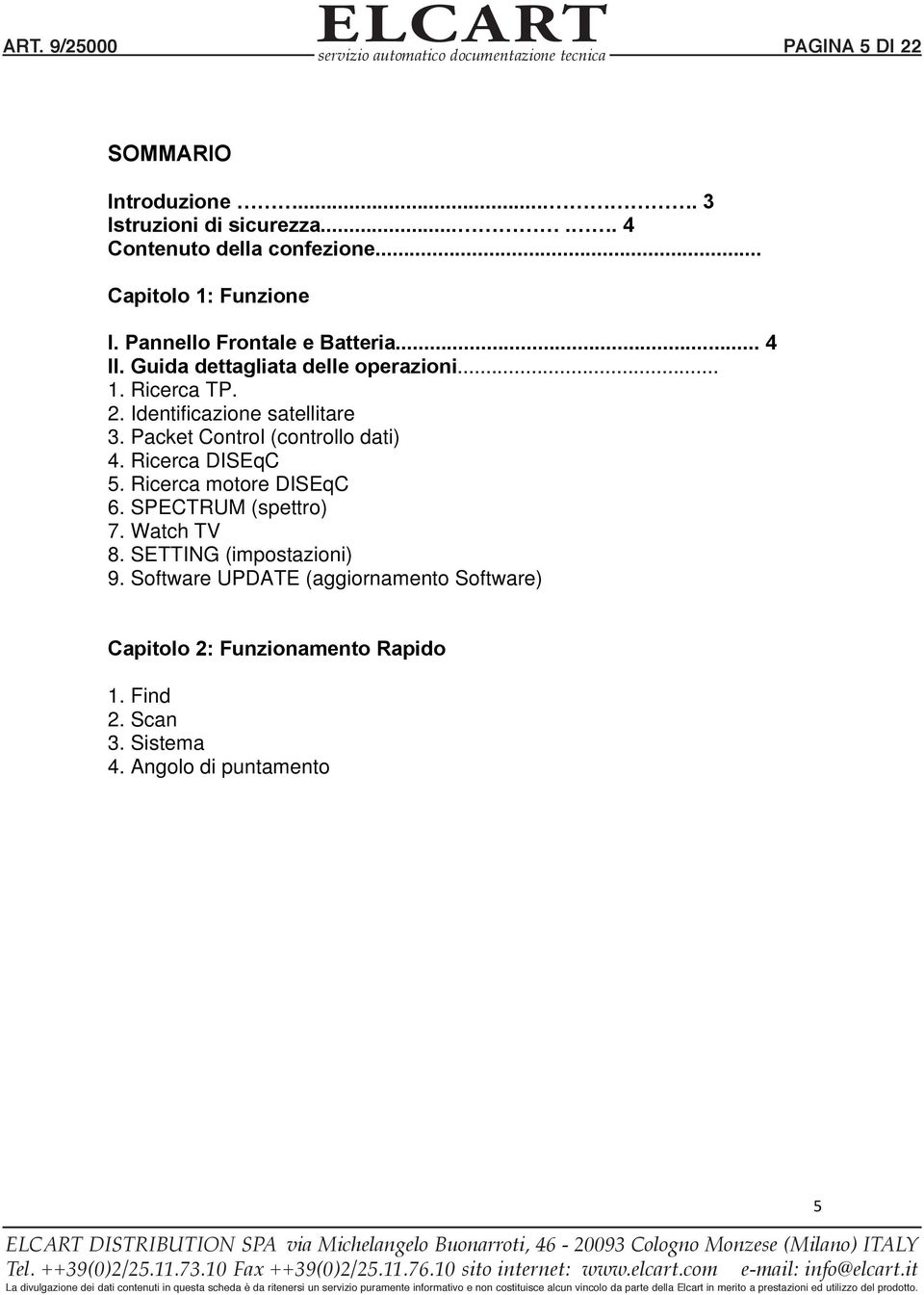 SPECTRUM (spettro) 7. Watch TV 8. SETTING (impostazioni) 9.