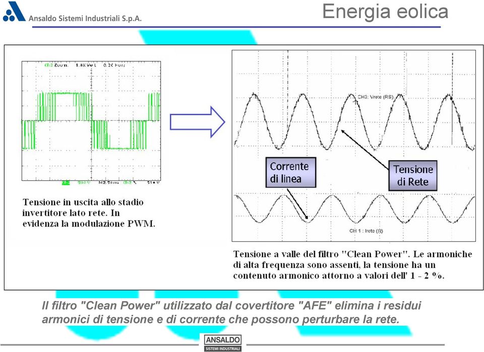 elimina i residui armonici di tensione