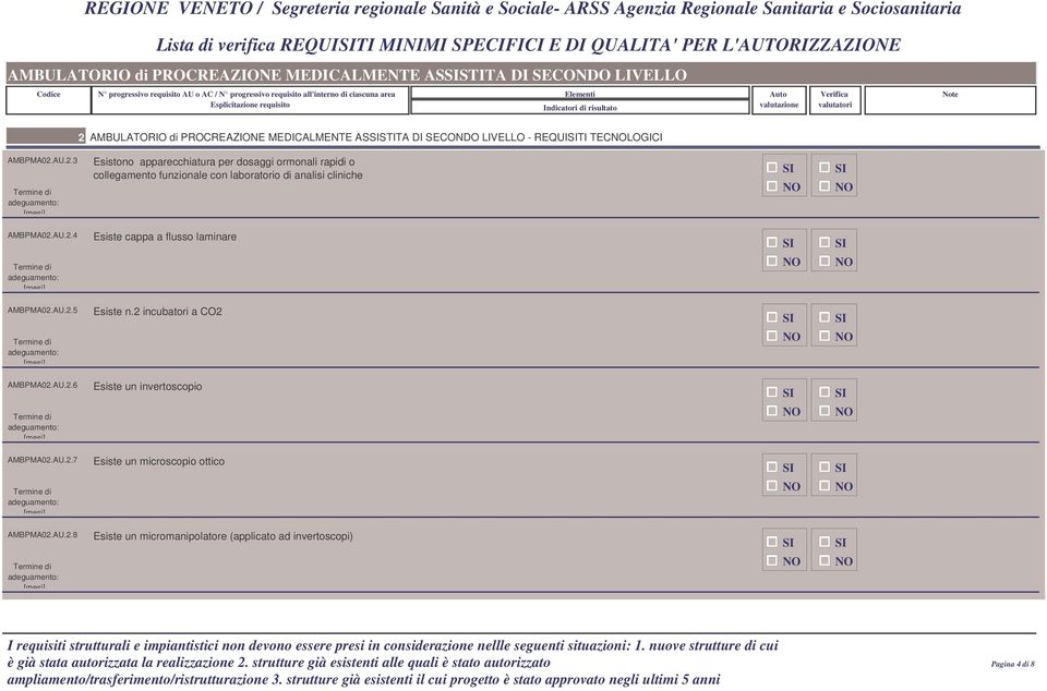 AU.2.3 Esistono apparecchiatura per dosaggi ormonali rapidi o collegamento funzionale con laboratorio di analisi cliniche AMBPMA02.AU.2.4 Esiste cappa a flusso laminare AMBPMA02.