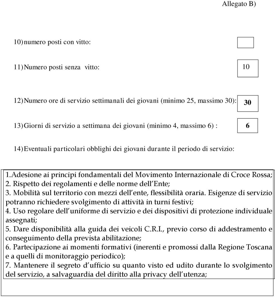 Rispetto dei regolamenti e delle norme dell Ente; 3. Mobilità sul territorio con mezzi dell ente, flessibilità oraria.