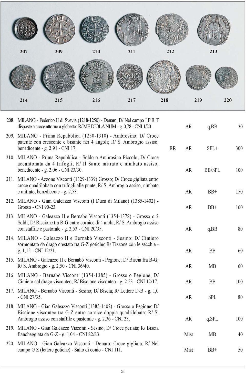 RR AR SPL+ 300 210. MILANO - Prima Repubblica - Soldo o Ambrosino Piccolo; D/ Croce accantonata da 4 trifogli; R/ Il Santo mitrato e nimbato assiso, benedicente - g. 2,06 - CNI 23/30.