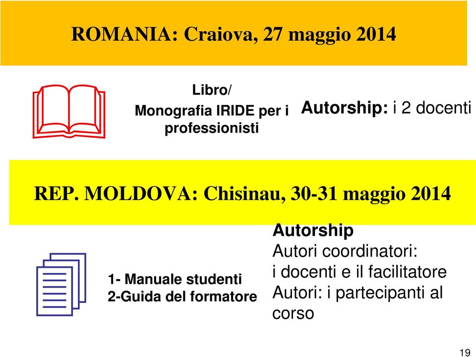 MOLDOVA: Chisinau, 30-31 maggio 2014 1- Manuale studenti 2-Guida del