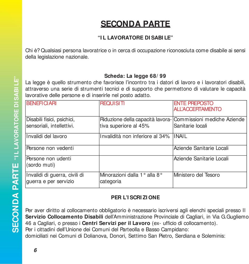 tecnici e di supporto che permettono di valutare le capacità lavorative delle persone e di inserirle nel posto adatto.