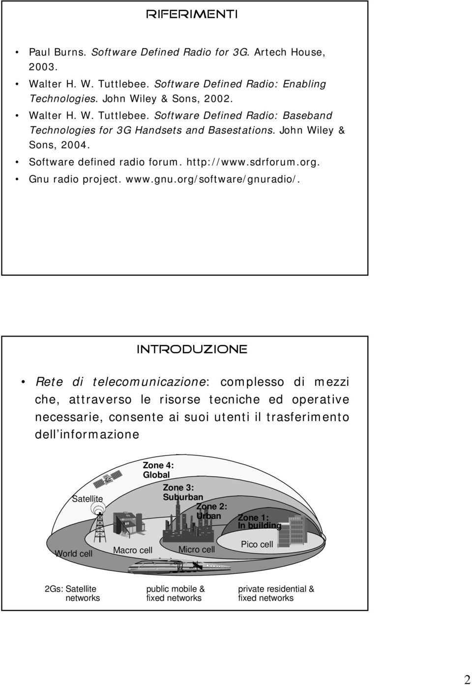 introduzione Rete di telecomunicazione: complesso di mezzi che, attraverso le risorse tecniche ed operative necessarie, consente ai suoi utenti il trasferimento dell informazione Satellite Zone 4: