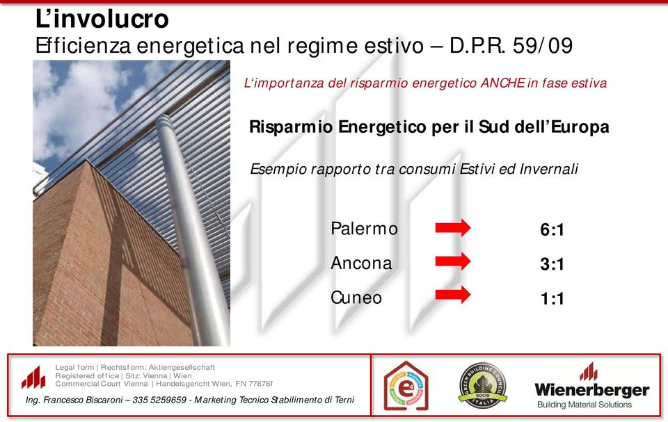 estiva Risparmio Energetico per il Sud dell Europa Esempio