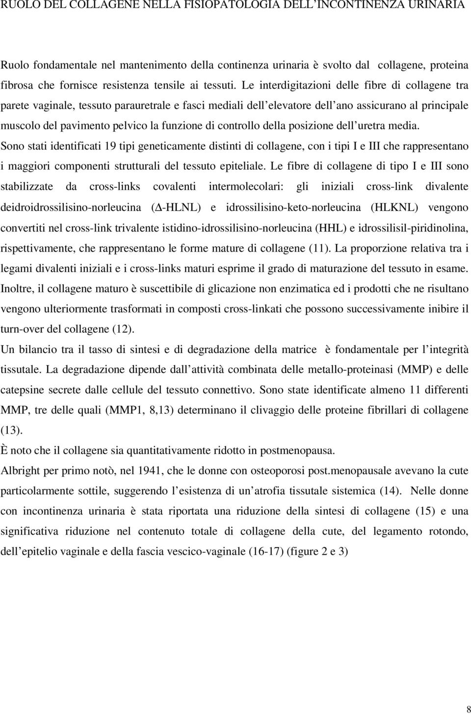 Le interdigitazioni delle fibre di collagene tra parete vaginale, tessuto parauretrale e fasci mediali dell elevatore dell ano assicurano al principale muscolo del pavimento pelvico la funzione di