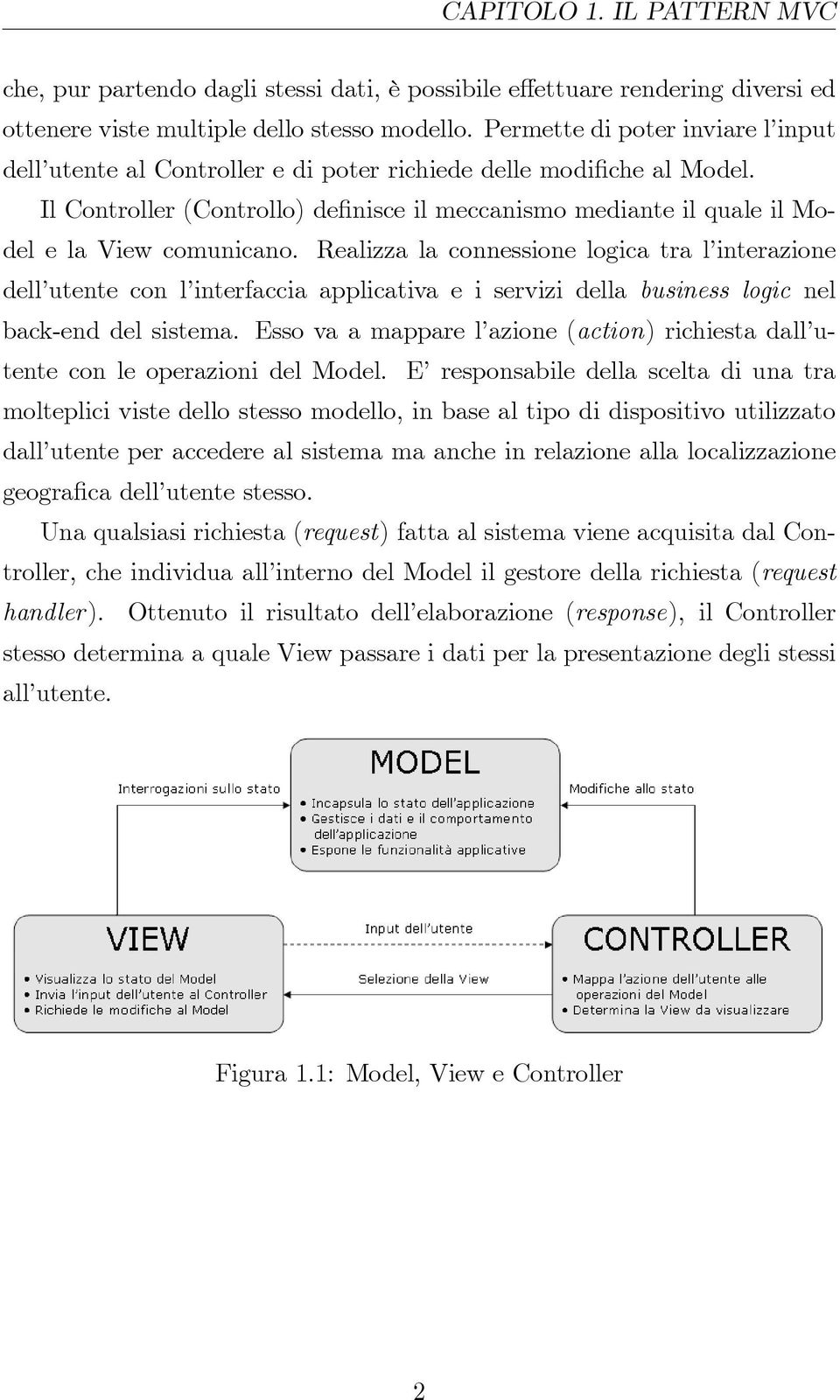 Il Controller (Controllo) de nisce il meccanismo mediante il quale il Model e la View comunicano.