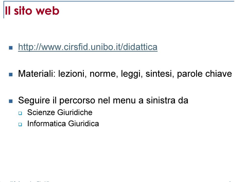 sintesi, parole chiave Seguire il percorso nel