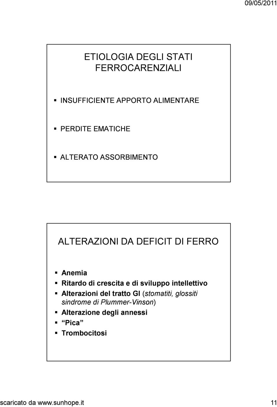 crescita e di sviluppo intellettivo Alterazioni del tratto GI (stomatiti, glossiti