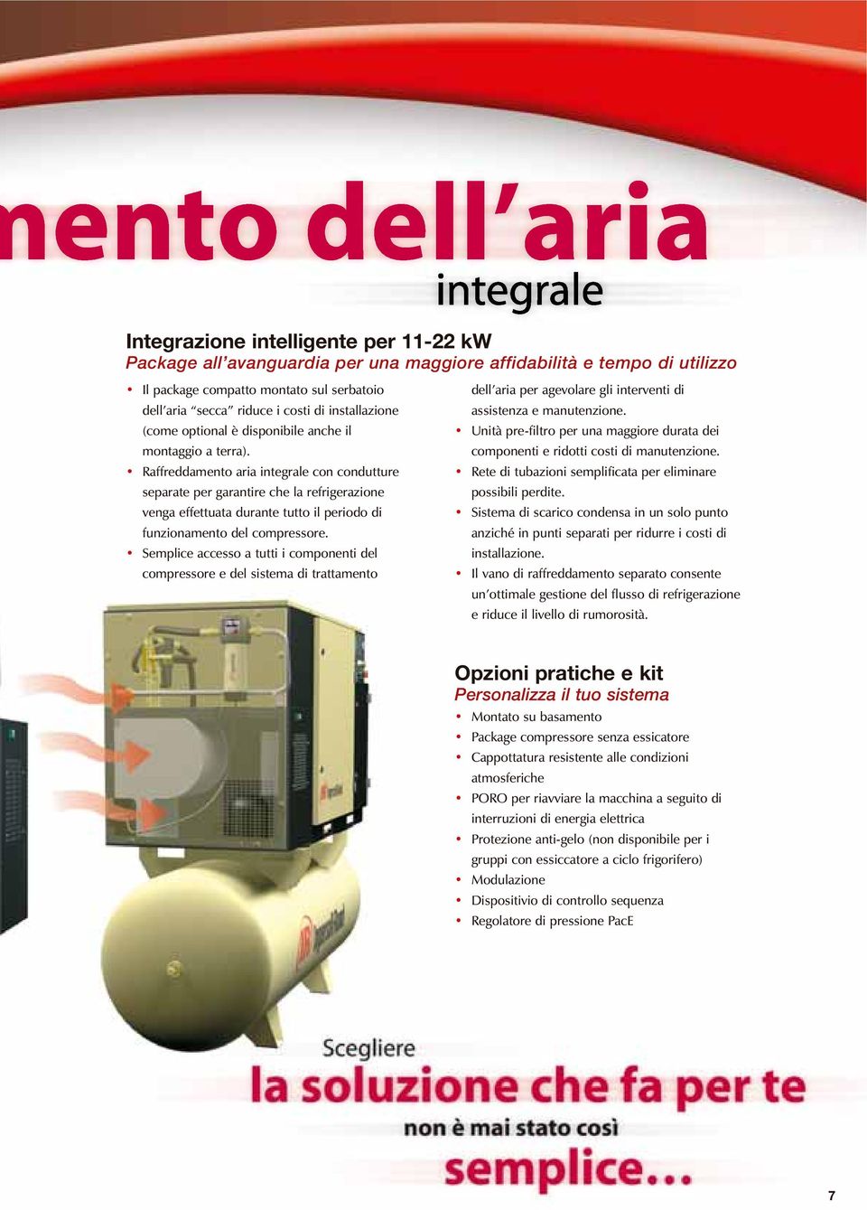 Raffreddamento aria integrale con condutture separate per garantire che la refrigerazione venga effettuata durante tutto il periodo di funzionamento del compressore.