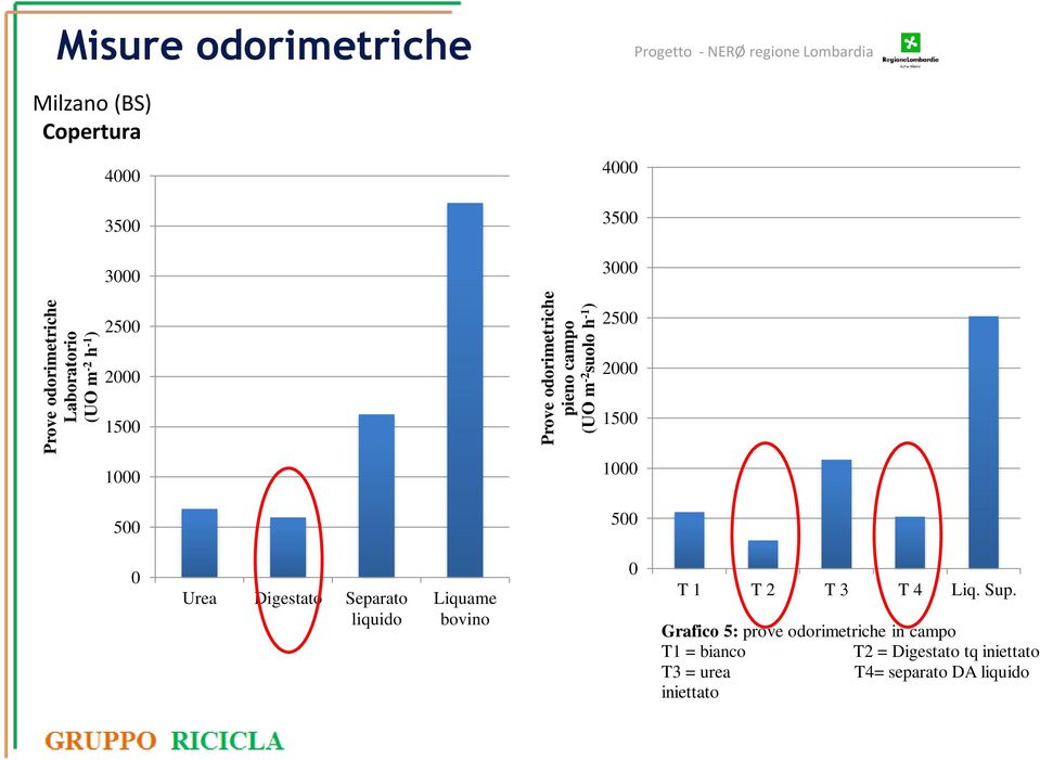 2000 2000 1500 1500 1000 1000 500 500 0 Urea Digestato Separato liquido Liquame bovino 0 T 1 T 2 T 3 T 4 Liq. Sup.