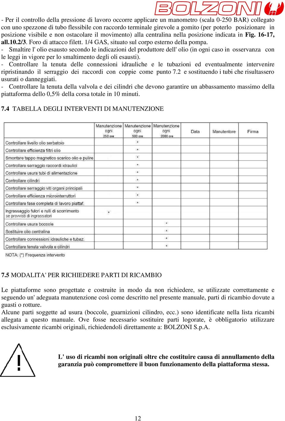 1/4 GAS, situato sul corpo esterno della pompa.