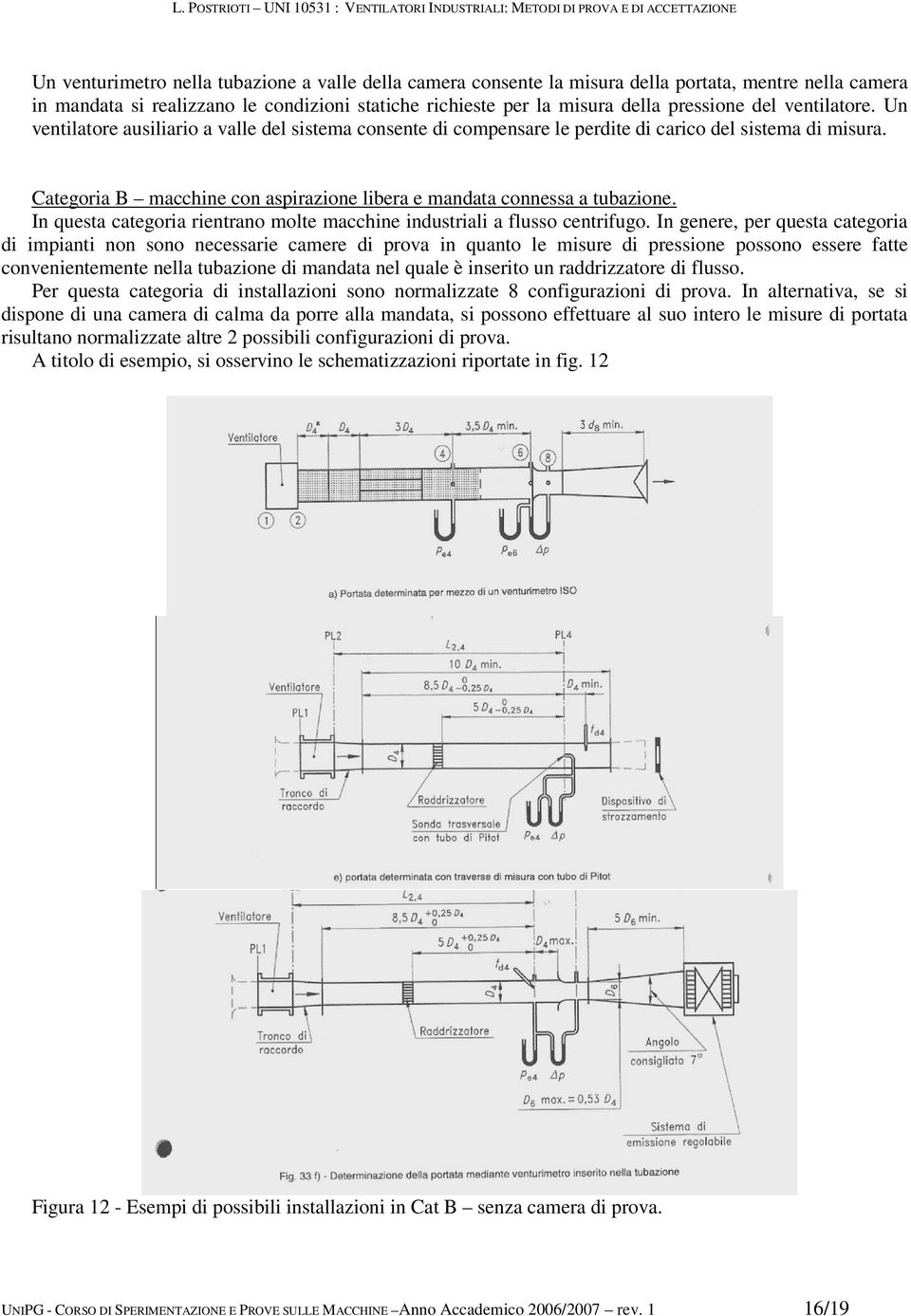 Categoria B macchine con aspirazione libera e mandata connessa a tubazione. In questa categoria rientrano molte macchine industriali a flusso centrifugo.