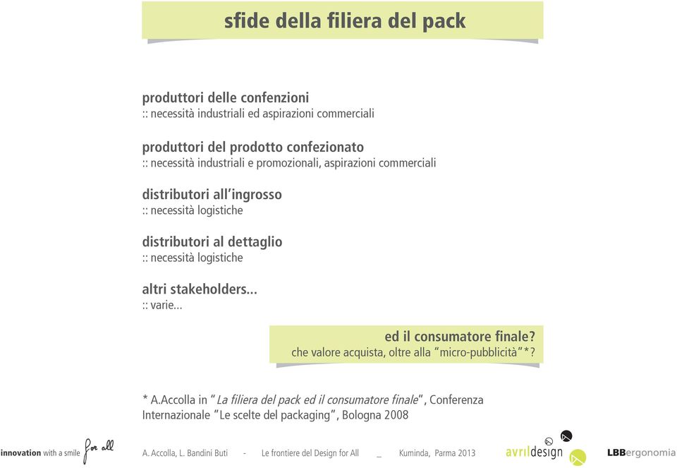 distributori al dettaglio :: necessità logistiche altri stakeholders... :: varie... ed il consumatore finale?