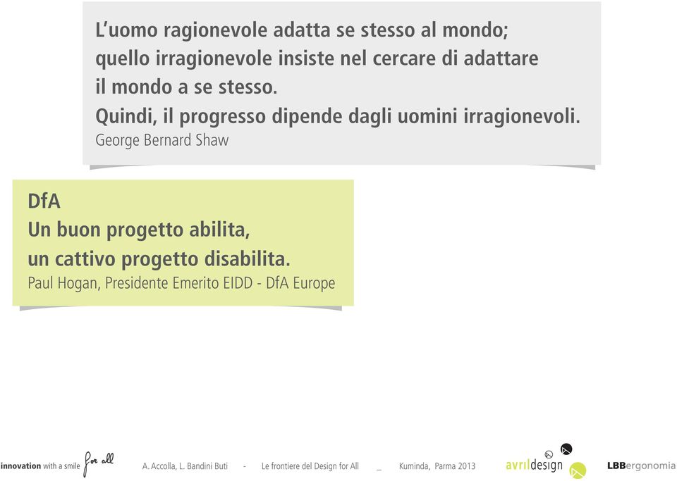 Quindi, il progresso dipende dagli uomini irragionevoli.