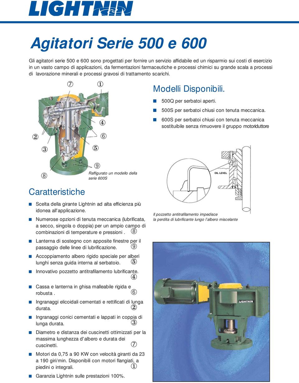 500S per serbatoi chiusi con tenuta meccanica.