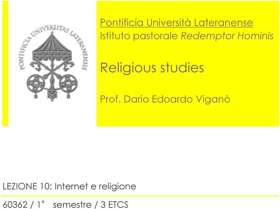 Religious studies LEZIONE 10: