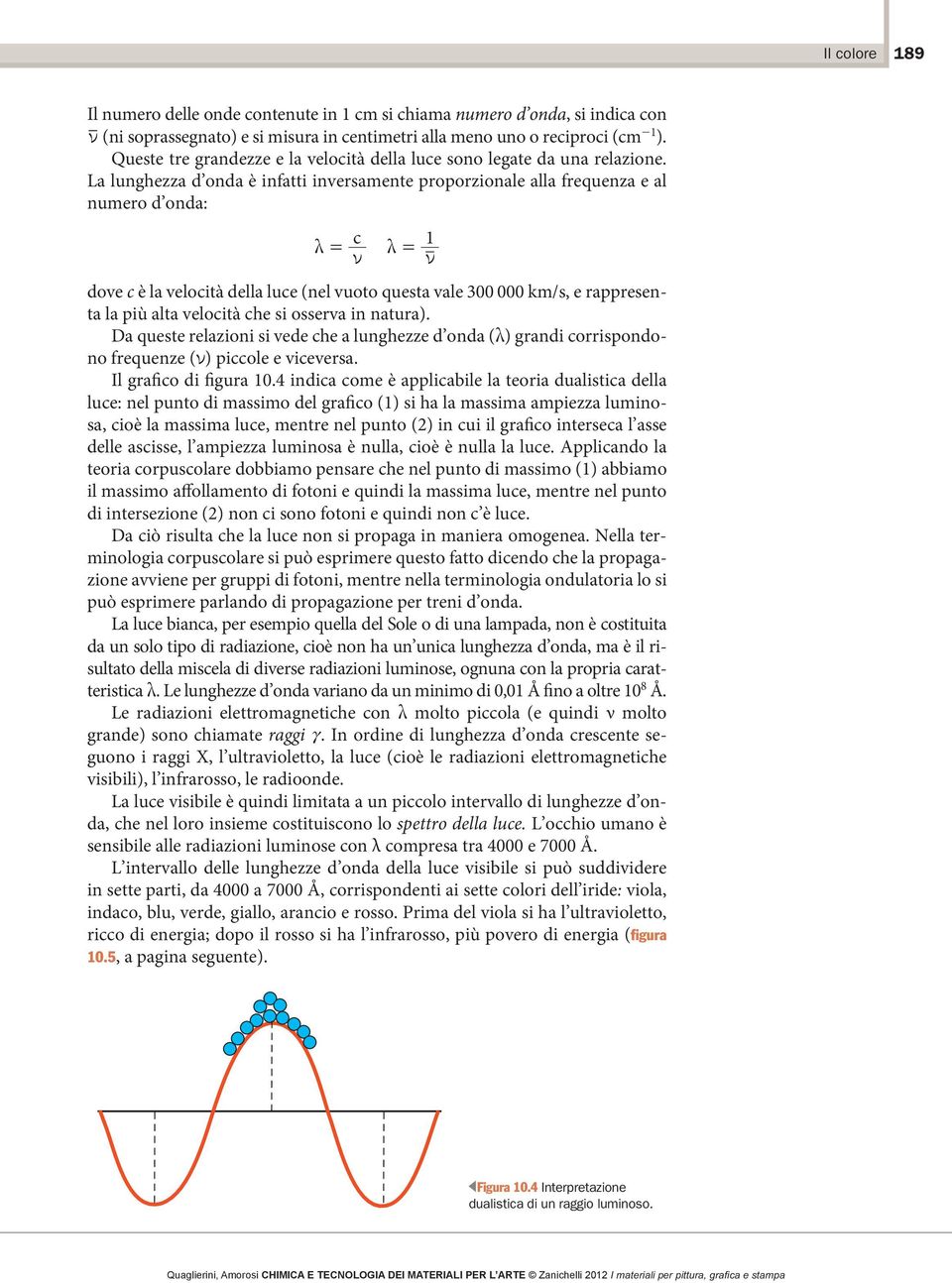 La lunghezza d onda è infatti inversamente proporzionale alla frequenza e al numero d onda: c 1 m = m = o o dove c è la velocità della luce (nel vuoto questa vale 300 000 km/s, e rappresenta la più