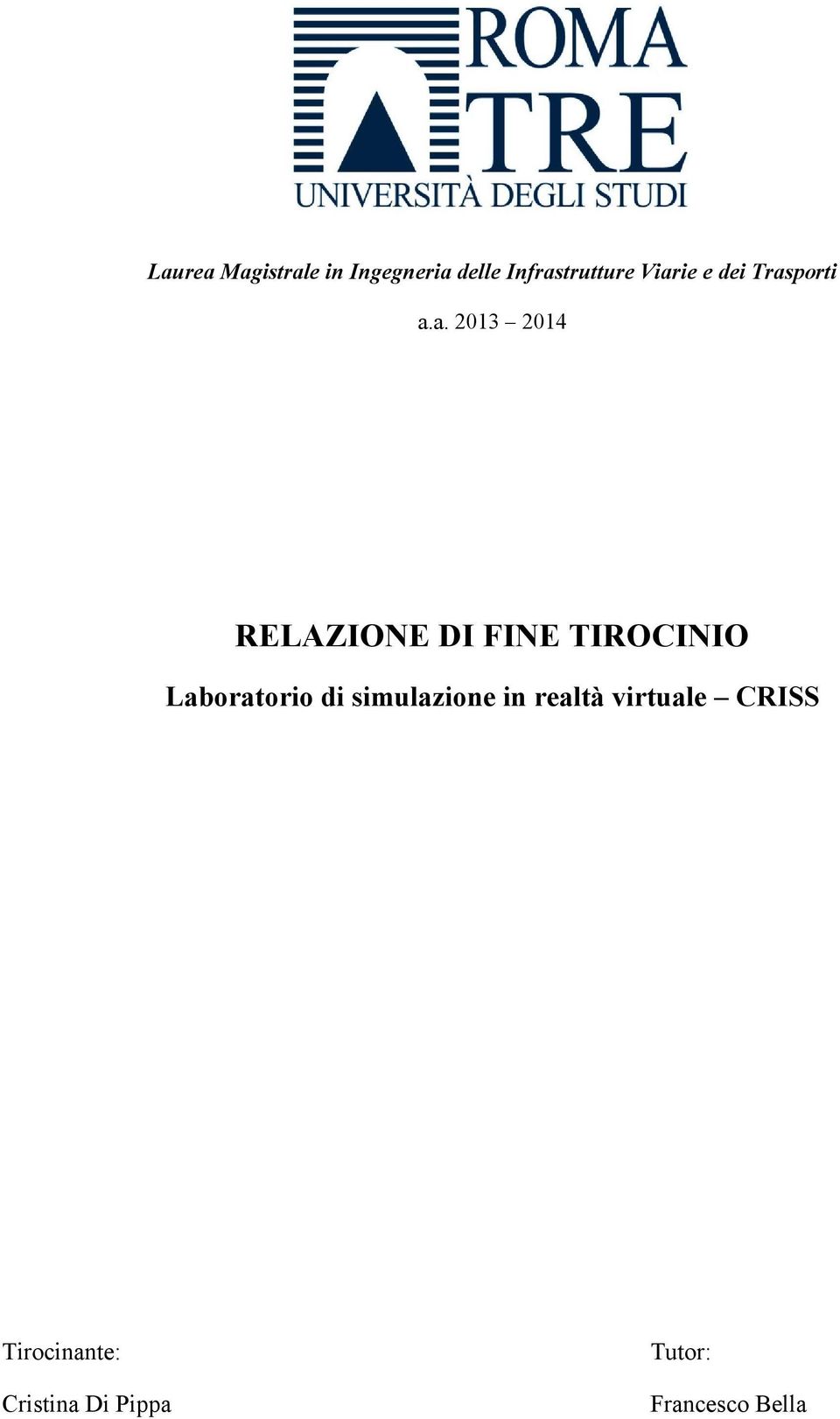 TIROCINIO Laboratorio di simulazione in realtà virtuale