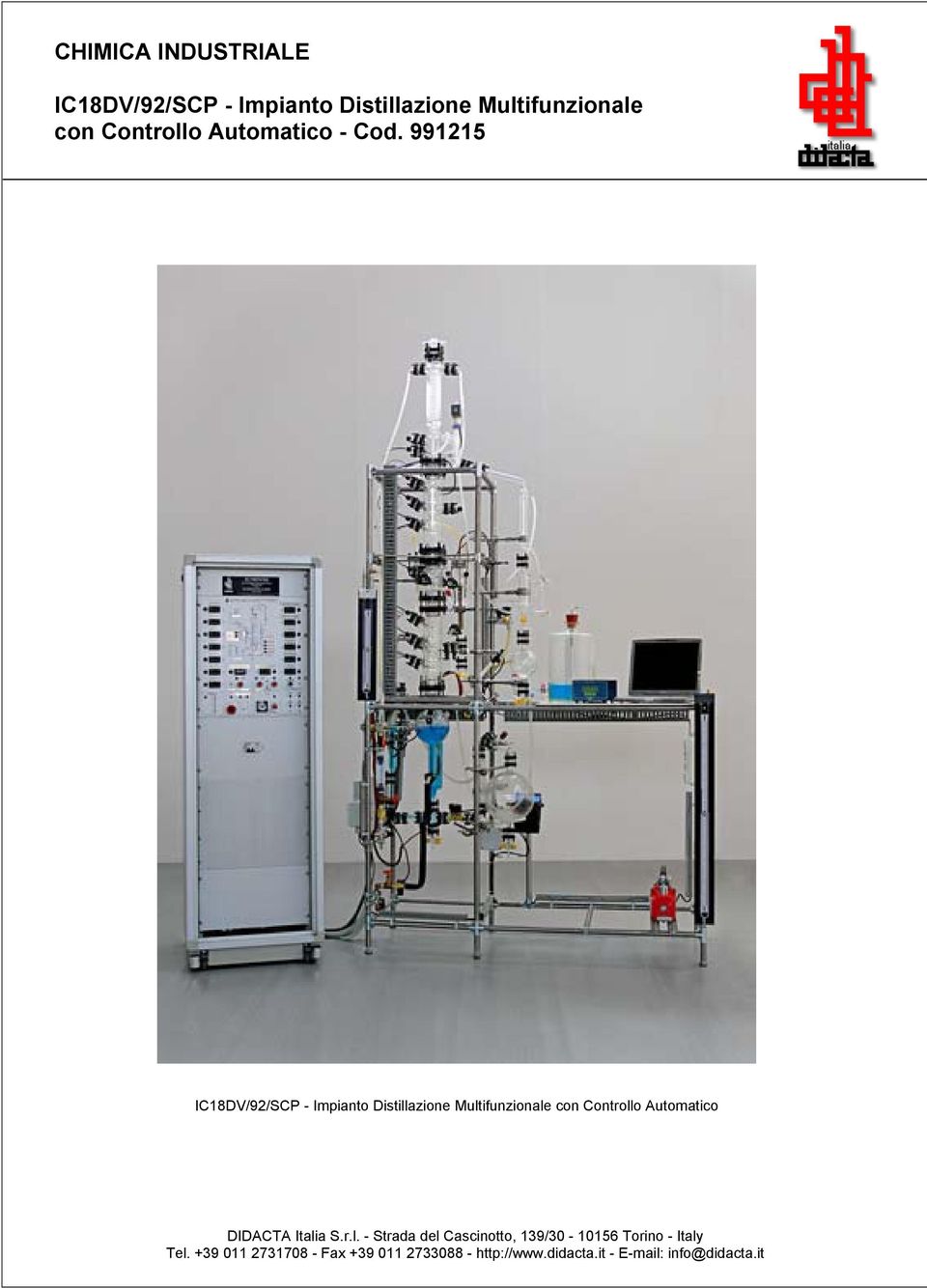 991215 IC18DV/92/SCP - Impianto Distillazione Multifunzionale con Controllo Automatico