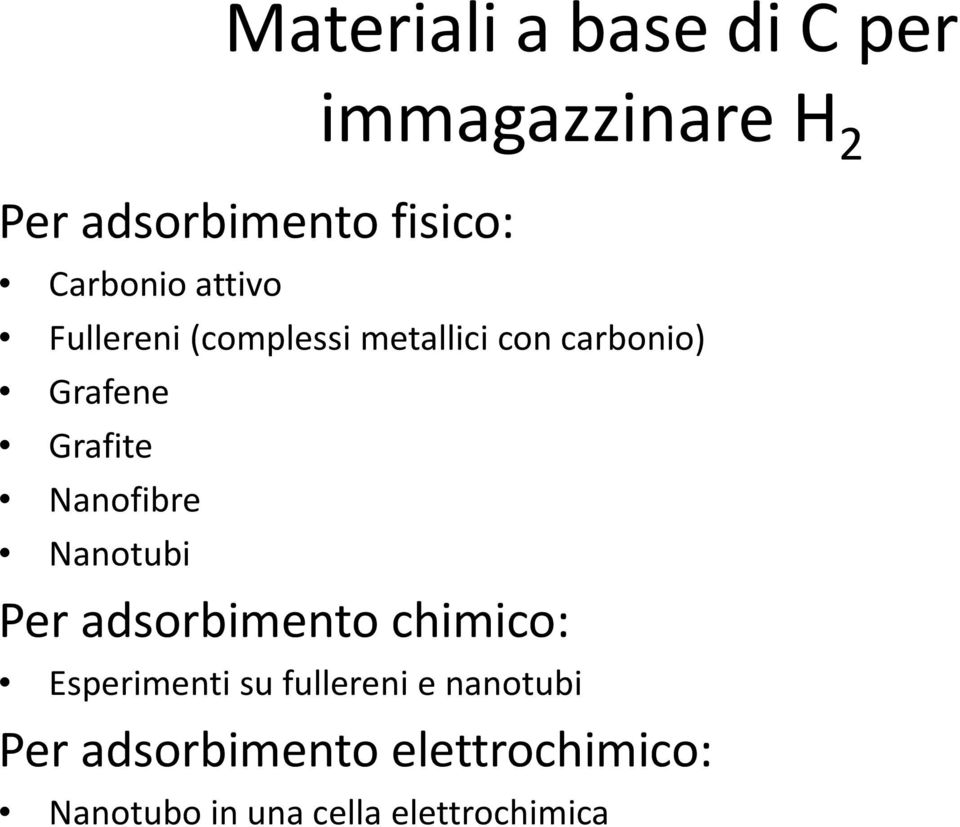 Grafite Nanofibre Nanotubi Per adsorbimento chimico: Esperimenti su