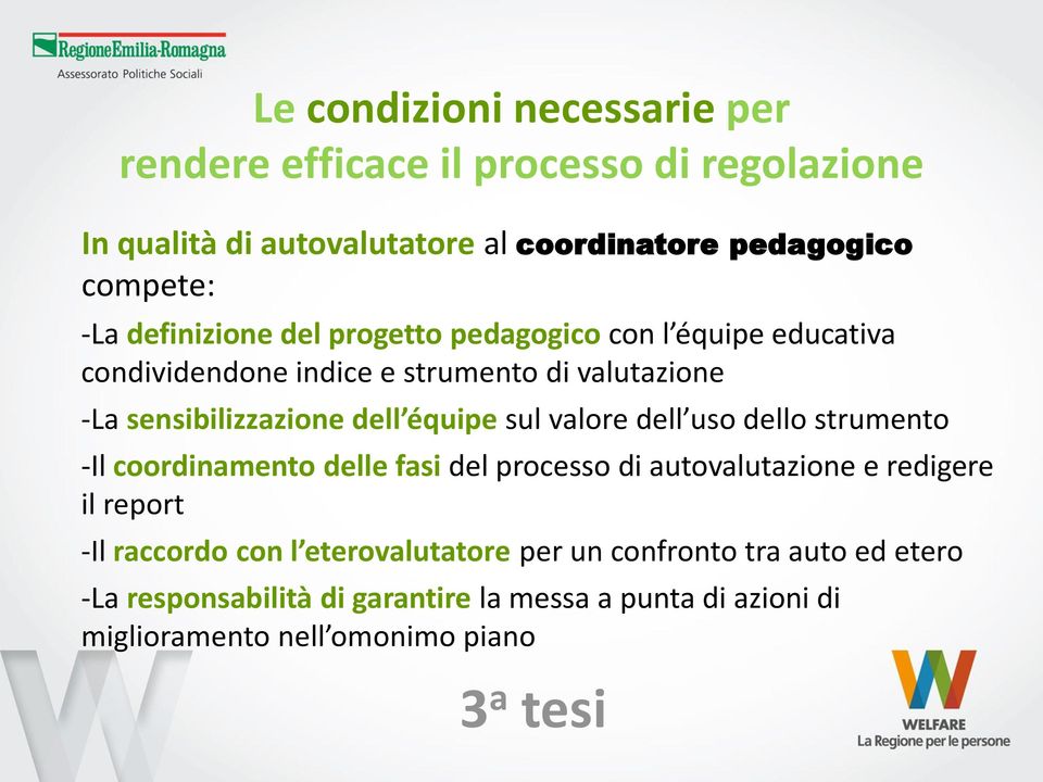 sul valore dell uso dello strumento -Il coordinamento delle fasi del processo di autovalutazione e redigere il report -Il raccordo con l