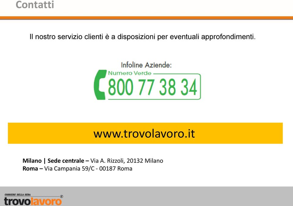 www.trovolavoro.it Milano Sede centrale Via A.