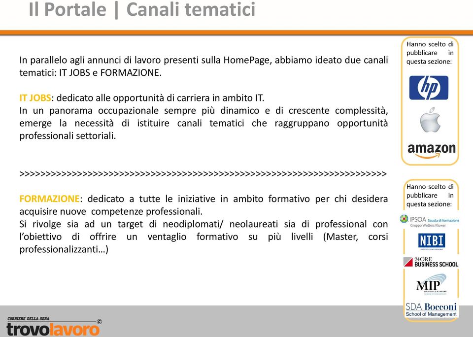 In un panorama occupazionale sempre più dinamico e di crescente complessità, emerge la necessità di istituire canali tematici che raggruppano opportunità professionali settoriali.