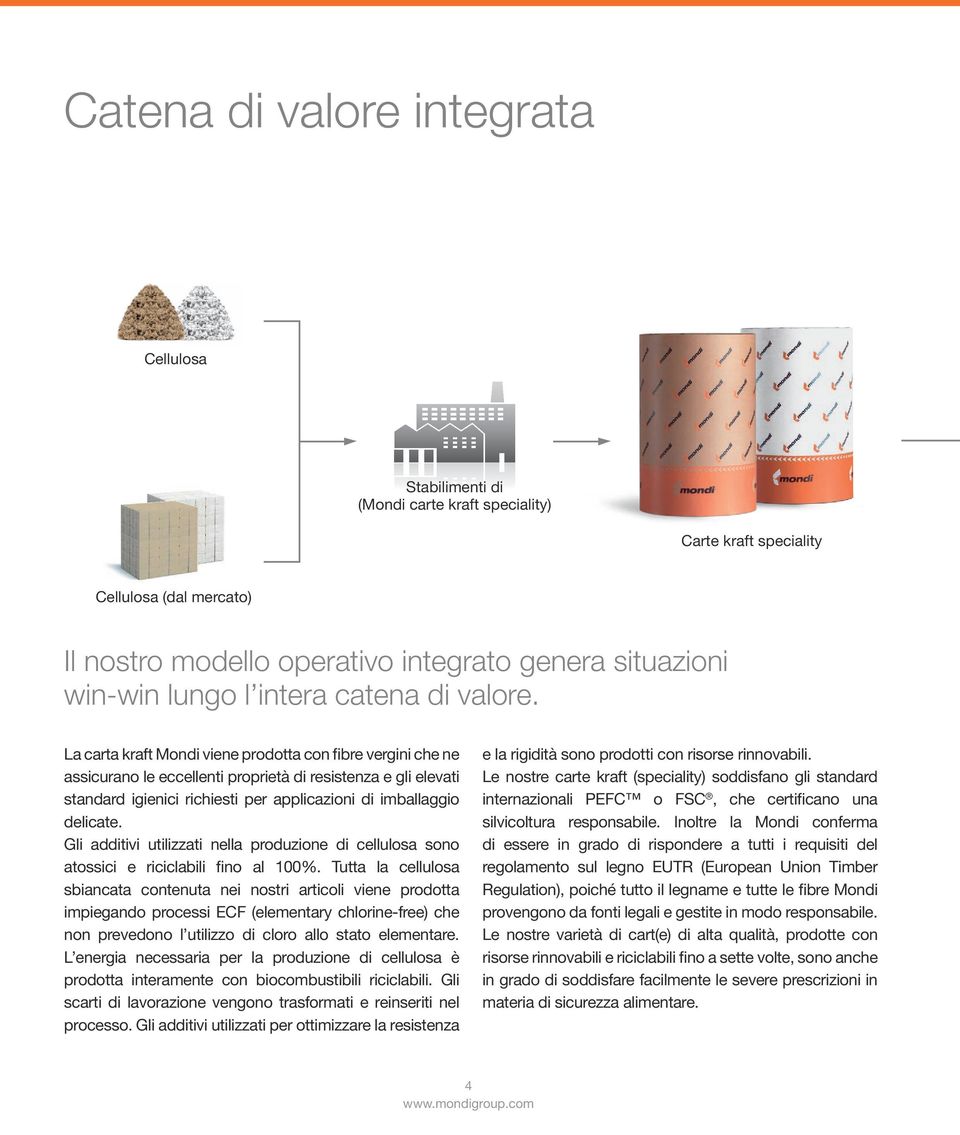 La carta kraft Mondi viene prodotta con fibre vergini che ne assicurano le eccellenti proprietà di resistenza e gli elevati standard igienici richiesti per applicazioni di imballaggio delicate.