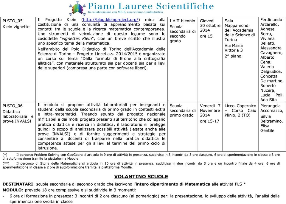 Uno strumenti di veicolazione di questo legame sono le cosiddette vignettes Klein, cioè un breve scritto che illustra uno specifico tema della matematica.