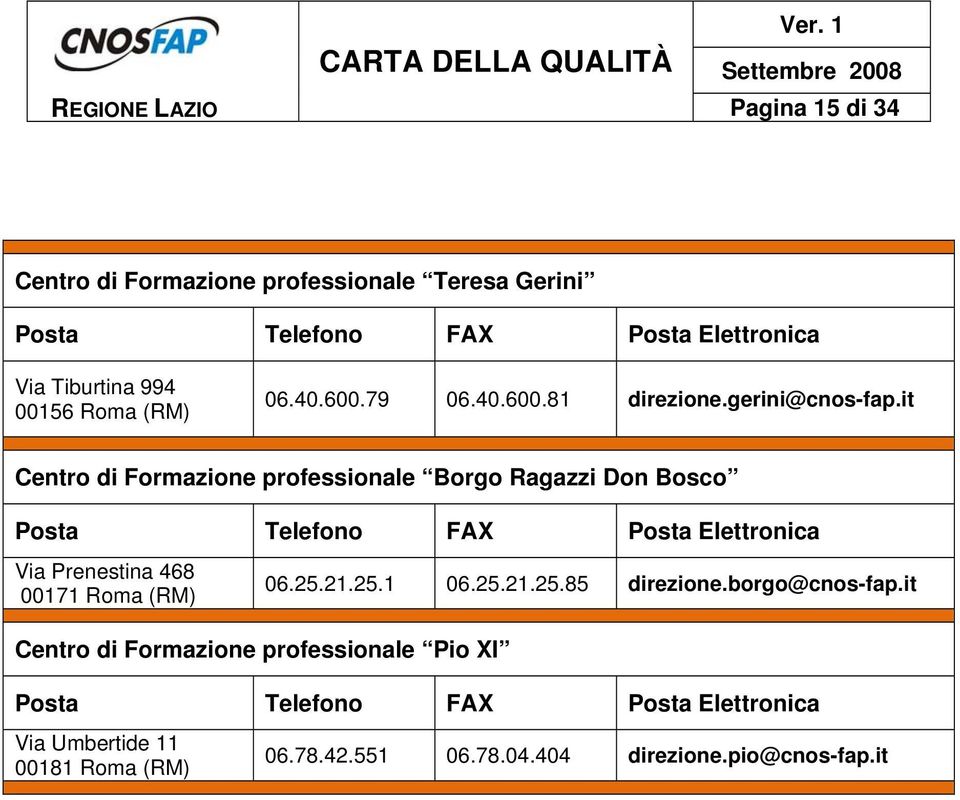 it Centro di Formazione professionale Borgo Ragazzi Don Bosco Posta Telefono FAX Posta Elettronica Via Prenestina 468 00171 Roma (RM)