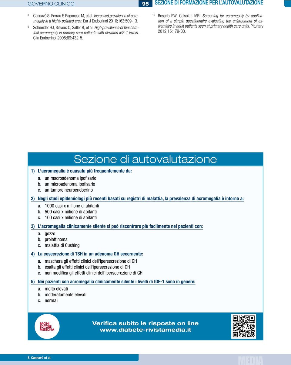 95 Sezione di formazione per l autovalutazione 10 Rosario PW, Calsolari MR.